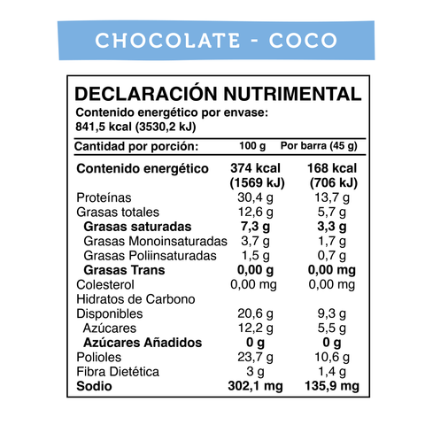 Barra de Proteína Vegana sabor Chocolate Coco 5 unidades