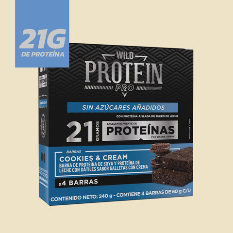 Barrita Wild Protein Pro Cookies & Cream 4 unidades