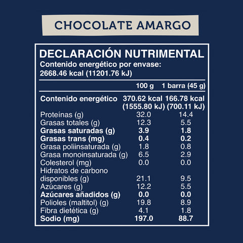 Barra de Proteína Vegana sabor Chocolate Amargo 16 unidades