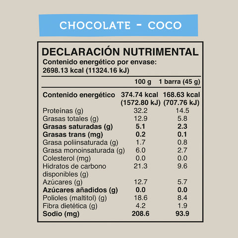 Barra de Proteína Vegana sabor Chocolate Coco 16 unidades