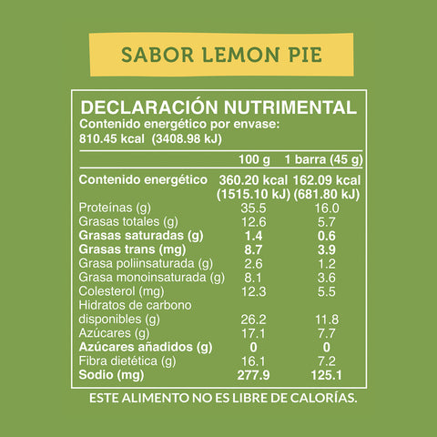 Barra de Proteína Sabor Lemon Pie 5 unidades