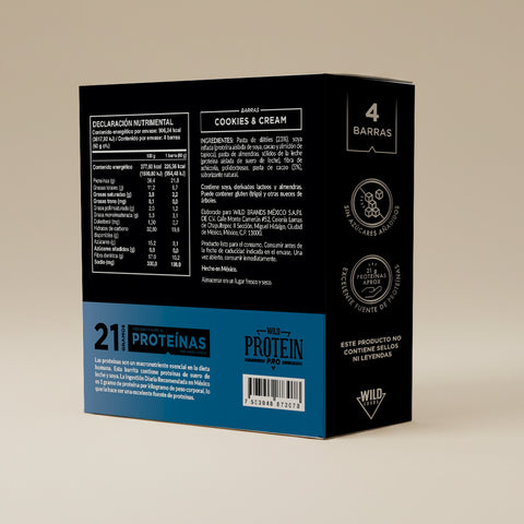 Barrita Wild Protein Pro Cookies & Cream 4 unidades