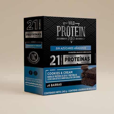 Barrita Wild Protein Pro Cookies & Cream 4 unidades